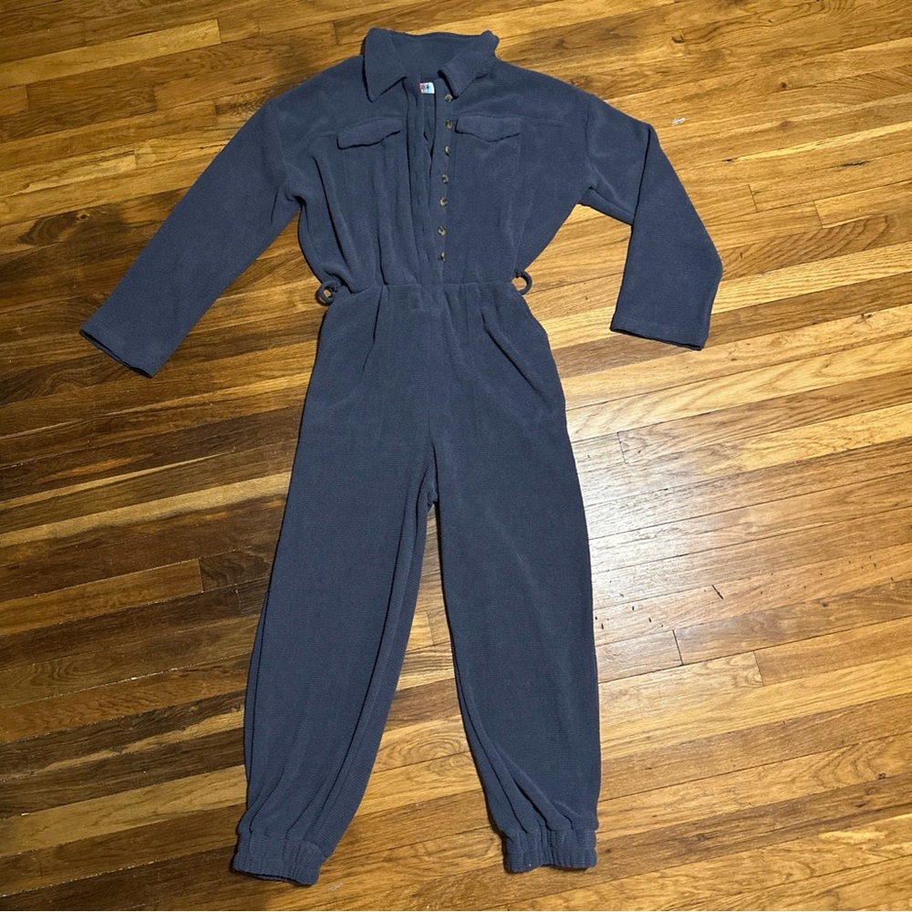 Free People Beach Navy One-Piece Fleece Jumpsuit